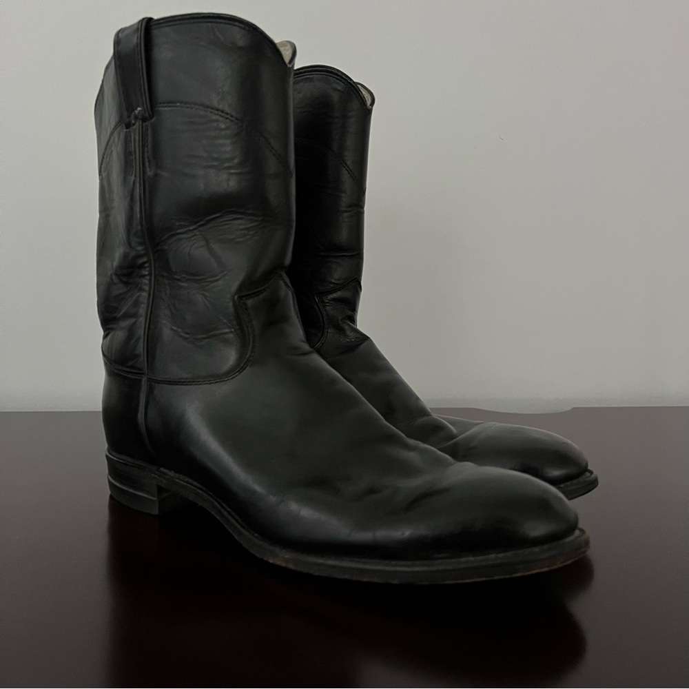 Justin Men’s Cowboy Boots  - Roper Round Toe 3133 - Black - Size 12B